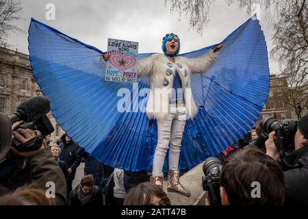 Britischer Brexit Tag 31. Januar 2020. Die Feierlichkeiten in London als Großbritannien verlassen die Europäische Union nach einer 47-jährigen Beziehung endgültig. Stockfoto