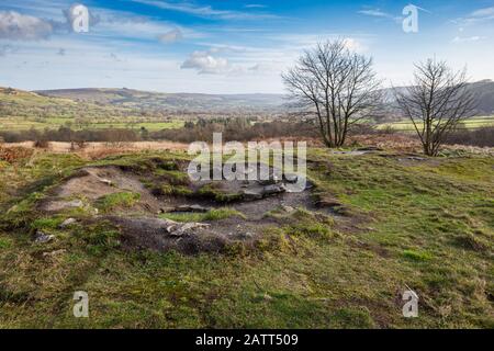 Überreste der Odin Mine, Mam Tor, The Peak District, Derbyshire, Großbritannien Stockfoto