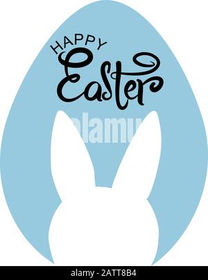 Vektor eines Kaninchens in einem Ei mit glücklicher Ostern Stock Vektor
