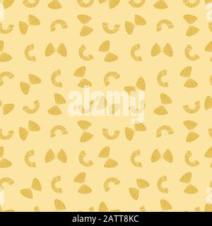 Gelbe Nudelstücke nahtloses Vektormuster Stock Vektor