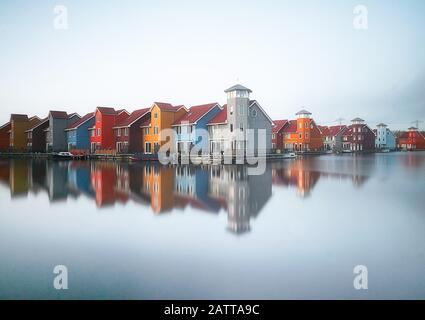 Groningen Lake Houses Stockfoto
