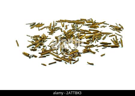 Grüner japanischer Kukicha-Tee (Twig oder Stiel oder Stick), der bei makrobiotischer Ernährung beliebt ist. Stockfoto