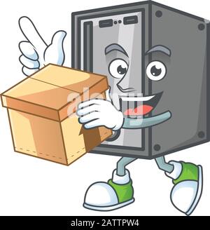 Ein charmantes CPU-Maskottchen-Design mit einer Schachtel Stock Vektor