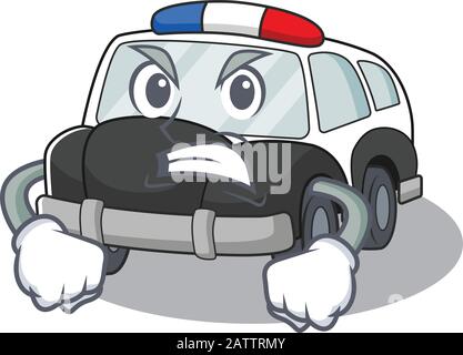 Polizeiwagen Cartoon Character Style mit wütenden Gesicht Stock Vektor