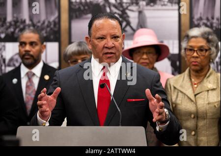 Washington, Vereinigte Staaten. Februar 2020. Vereinigte Staaten: Marc Morial, Präsident und CEO von Urban League, spricht auf dem Kongress Black Caucus vor der Adresse des Staates der Union in Washington, DC. Credit: Sopa Images Limited/Alamy Live News Stockfoto