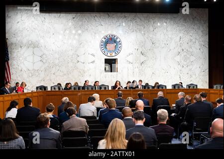 Washington, Vereinigte Staaten. Februar 2020. Anhörung des Senatsausschusses für Handel, Wissenschaft und Verkehr zu den Perspektiven der Interessengruppen im Hinblick auf den Transport in Amerika. Credit: Sopa Images Limited/Alamy Live News Stockfoto