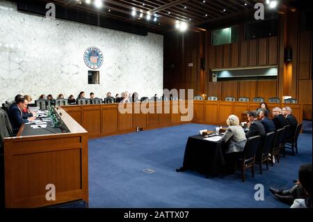 Washington, Vereinigte Staaten. Februar 2020. Anhörung des Senatsausschusses für Handel, Wissenschaft und Verkehr zu den Perspektiven der Interessengruppen im Hinblick auf den Transport in Amerika. Credit: Sopa Images Limited/Alamy Live News Stockfoto