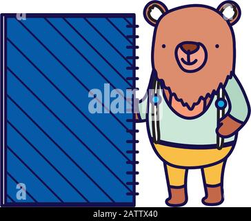 Zurück zur Schulbildung süßer Bär mit Notizblock kreative Vektorillustration Stock Vektor