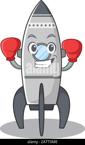 Maskottchen-Charakter-Stil der Sportlichen Boxing-Rakete Stock Vektor