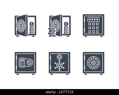 Zimmersafes ergänzende Vektor glyph Icon Set. Stock Vektor
