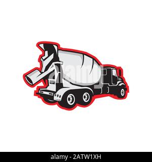 Betonwagen Icon Vektor Flachdarstellung für Grafik- und Webdesign isoliert auf schwarzem Hintergrund aus der Transportsammlung Stock Vektor