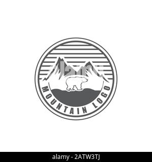 Design mit Berghügellogo, Vektorgrafiken. Moderner Stil. Stock Vektor