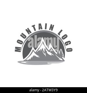 Design mit Berghügellogo, Vektorgrafiken. Moderner Stil. Stock Vektor