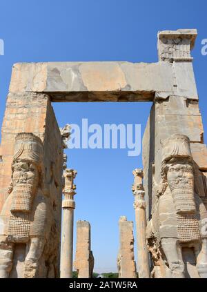 Tor aller Nationen (Teilansicht) in Persepolis, Iran. UNESCO-Weltkulturerbe Stockfoto