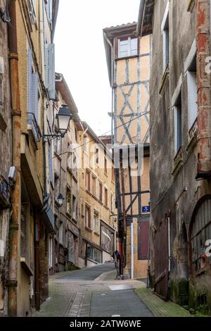 Thiers Besteckhauptstadt, Regionaler Naturpark Livradois Forez, Straße in der Altstadt, Puy de Dome, Auvergne, Frankreich Stockfoto