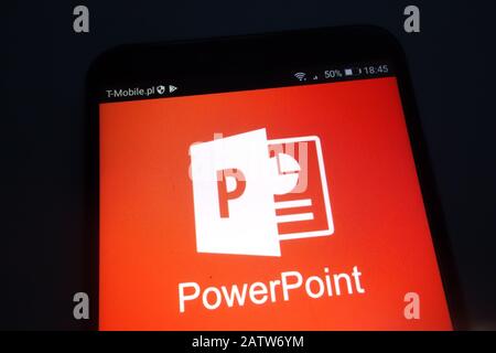 Microsoft PowerPoint-Logo auf dem Smartphone Stockfoto
