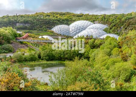 Blick über das Eden Project in Cornwall, England, Großbritannien Stockfoto