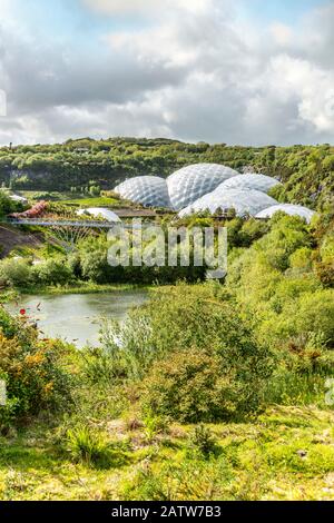 Blick über das Eden Project in Cornwall, England, Großbritannien Stockfoto