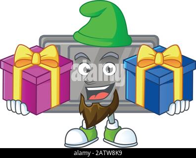 Ein charmanter wacom Cartoon Maskottchen Stil mit zwei Kisten von Geschenken Stock Vektor