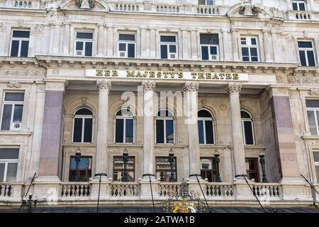 Her Majesty's Theatre ein West End Theater am Haymarket in der City of Westminster, London. Stockfoto