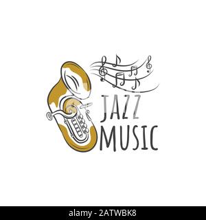 Saxophone Doodle, Hand Drawn Sketch, Vector Illustration. Stock Vektor