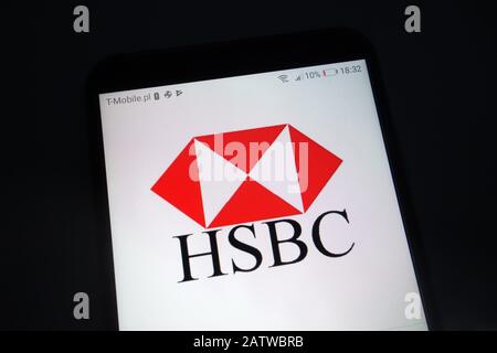 HSBC-Logo auf Smartphone Stockfoto