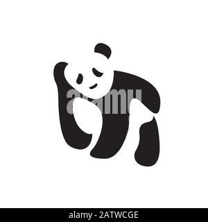 Panda Bear Silhouette Logo Design Vektorvorlage. Funny Lazy Logo Panda Animal Logotype Concept Icon. Stock Vektor