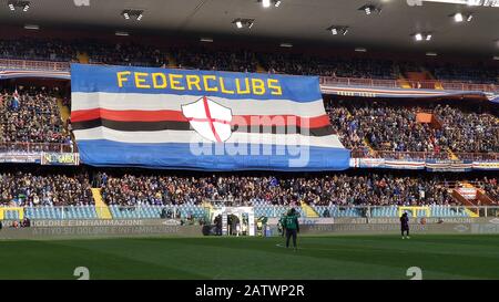 GENUA, ITALIEN, 26. JANUAR 2020 - U.C. Sampdoria Fans vor einem Fußballspiel, im Luigi Ferraris Stadium von Genua (Genova) Italien. Stockfoto