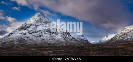 Winterlandschaft des Glencoe-Tals Stockfoto