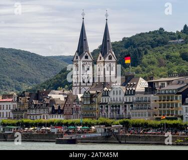 BOPPARD, DEUTSCHLAND - 06. JULI 2019: Die Basilika St. Severus in Boppard am Rhein Stockfoto