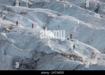 Svinafellsjokull ist ein Auslassgletscher des in Ostisland gelegenen Vatnajokull Ice Cap Stockfoto