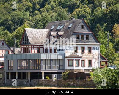 SANKT GOAR, DEUTSCHLAND - 06. JULI 2019: Das Hotel Landsknecht in St. Goar Stockfoto