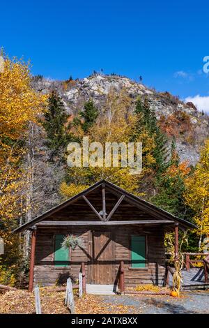 Rustikale Hütte in Der Lost River Gorge. Stockfoto