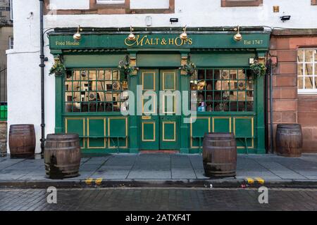 Pub "Malz & Hopfen" am Ufer in Leith, Edinburgh, Schottland, Großbritannien Stockfoto