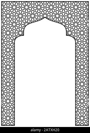 Rechteckiger Rahmen des arabischen Musters .Proportion A4.Arabic für Einladungskarte. Stock Vektor