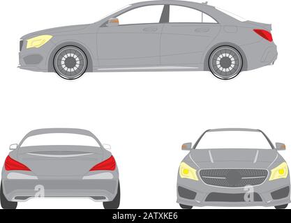 Mercedes CLA AMG deutsches Luxusauto, gezeichnet als Vektorbild. Dies ist ein mercedes benz cla amg getunten Sportwagen. Stock Vektor