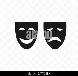 Symbol für Theater-Maske. Vektorgrafiken, flaches Design. Stock Vektor