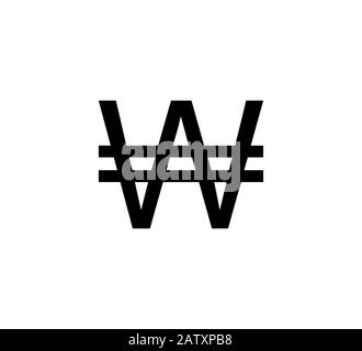 Koreanische Won Symbol. Vector Illustration, flache Bauweise Stock Vektor