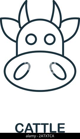 Rindersymbol. Dünnes Linienformelement aus der Sammlung der Farm-Symbole. Umrisse Viehsymbol für Computer und Handy Stock Vektor
