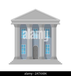 Öffentliches Retro-Gebäude mit Säulen und Fenstern Stock Vektor