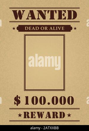 Vector Vintage Western Wanted Plakatvorlage Stock Vektor