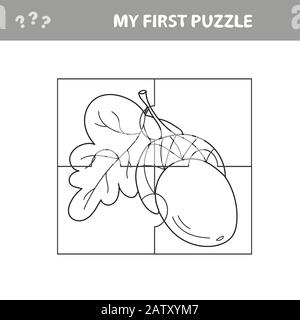 Acorn. Bildungs-Papierspiel für Kinder im Vorschulalter. Vektorgrafiken. Mein erstes Puzzle- und Farbbuch Stock Vektor