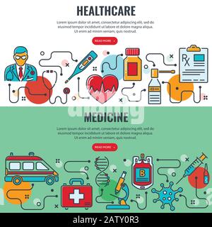 Banner für Medizin und Gesundheitswesen Stock Vektor