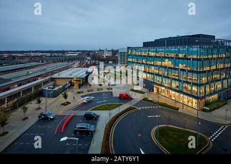 Grand Central Square, Stockport Exchange modernes, modernes Büro am Bahnhof Approach, Cheshire, in Manchester Stockfoto