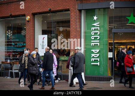 Veggie Pret am Deansgate Manchester Sandwich Shop für Vegetarier Stockfoto