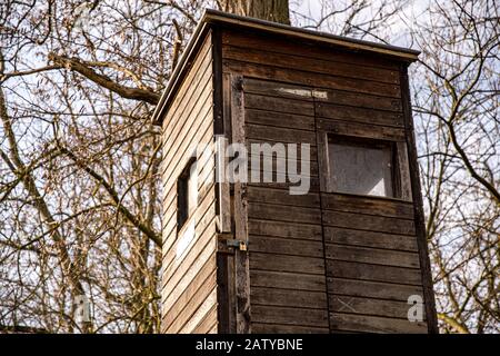 Jäger-Schutz im Wald zur Beobachtung der Tierwelt Stockfoto