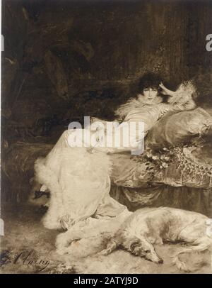 1876 , FRANKREICH : die französische dramatische Schauspielerin SARAH BERNHARDT ( 1844 - 1923 ) , Porträt des Malers Georges Clairin ( 1843 - 1919 ). - BELLE EPOQ Stockfoto