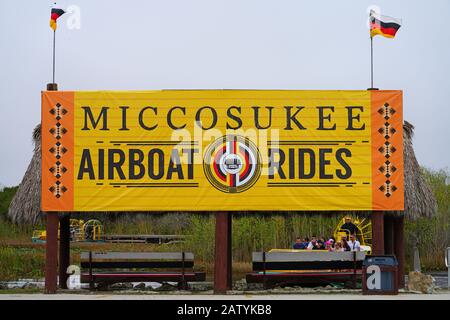 Miccosukee, FL -28 JAN 2020 - Ansicht des Miccosukee Tribe of Indians of Florida, einem föderal anerkannten indianischen Stamm im US-Bundesstaat Flo Stockfoto