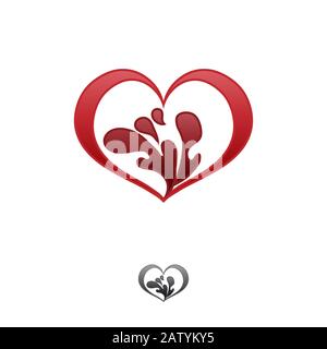 Herzvektor farbenfrohe, moderne Illustration mit minimalem Stil. Love Icon Logo Splash Concept Explosion mit Tropfen. Symbol für das Vektor-Logo von Saint Valentine Stock Vektor