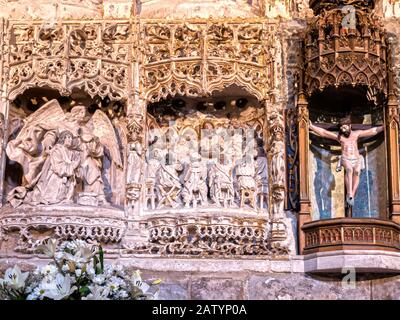 De la última cena en el retablo Mayor de la Iglesia de San Nicolás. Burgos. Castilla León. España Stockfoto